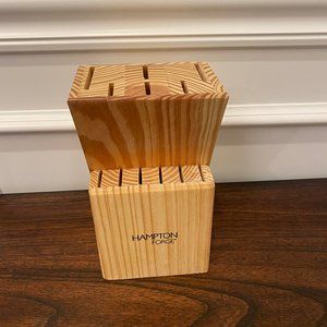 NEW Hampton Forge 12-Slot Knife Block Solid  Wood Holder